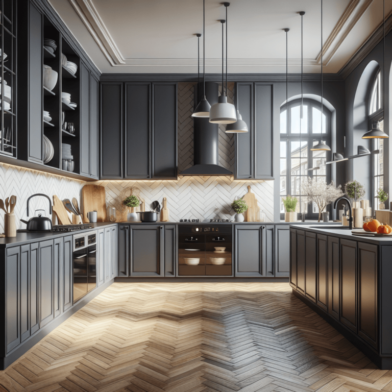 anthrazitfarbene Einbauküche-Potsdam