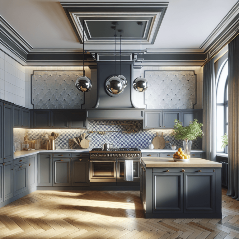 anthrazitfarbene Küche im Art-Deco-Stil-Potsdam