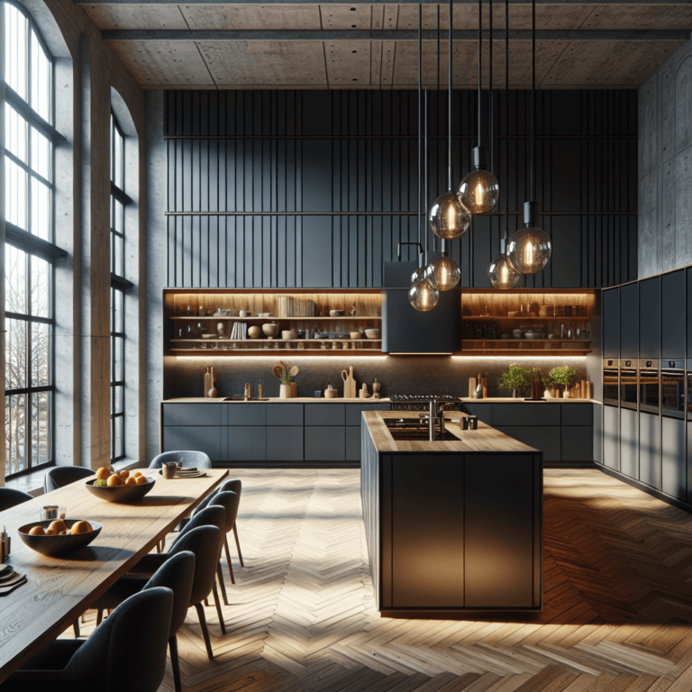 anthrazitfarbene Küche im Loftstil-Potsdam