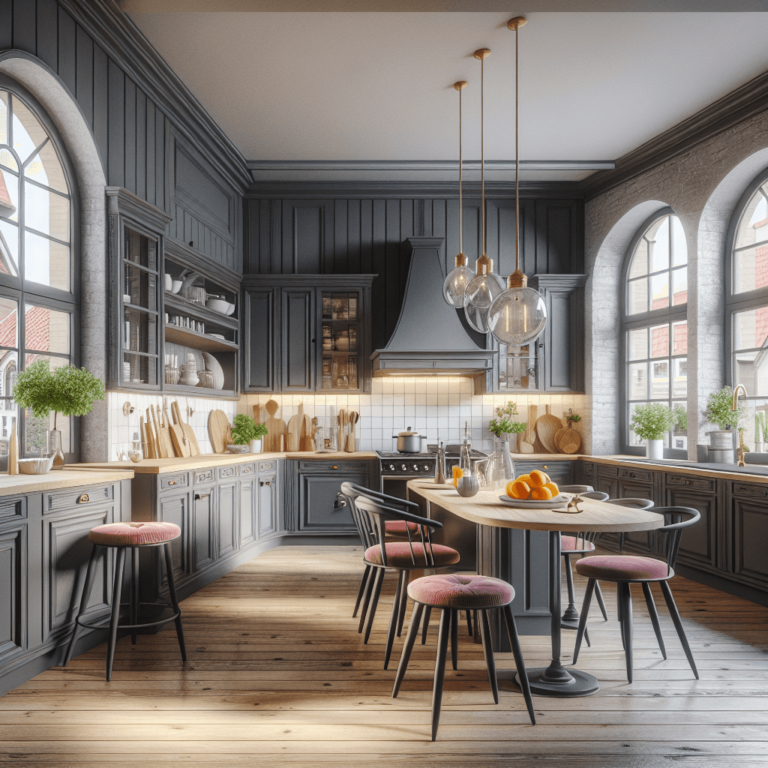 anthrazitfarbene Küche im Shabby Chic Stil-Potsdam