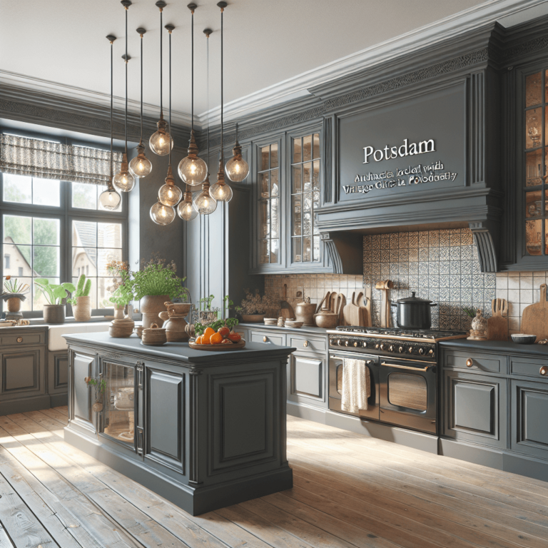 anthrazitfarbene Küche im Vintage Chic Stil-Potsdam