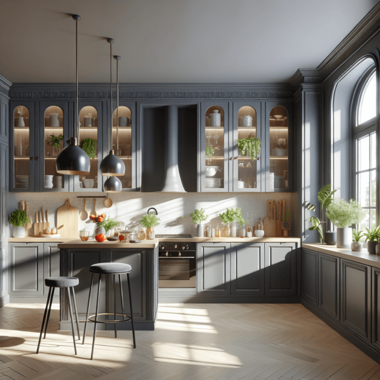 anthrazitfarbene Küche im skandinavischen Stil-Potsdam