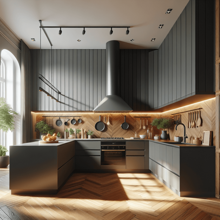 anthrazitfarbene Küche in G-Form-Potsdam