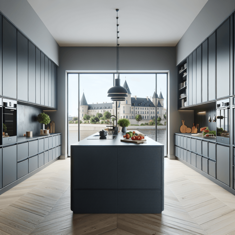 anthrazitfarbene Küche in U-Form-Potsdam