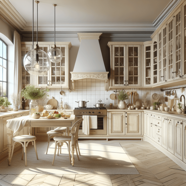 beige Küche im Shabby Chic Stil-Potsdam