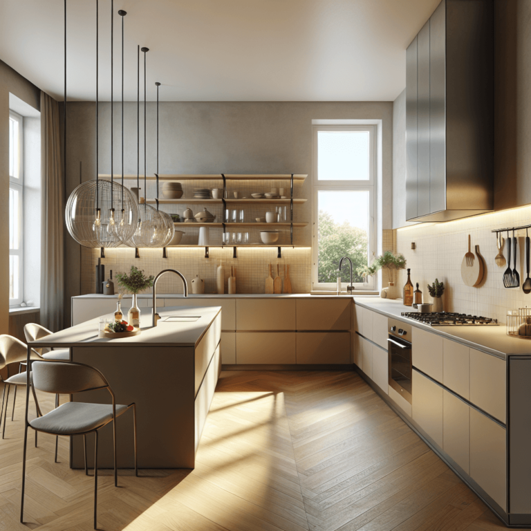 beige Küche mit Stahlakzenten-Potsdam