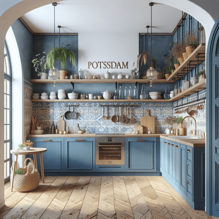blaue Boho Style Küche-Potsdam