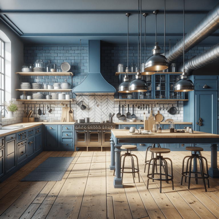 blaue Industrielle Küche-Potsdam