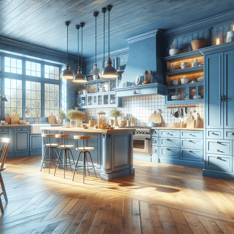 blaue Küche im Bauernhausstil-Potsdam