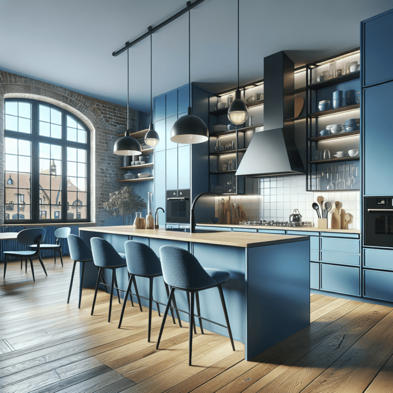 blaue Küche im Loftstil-Potsdam