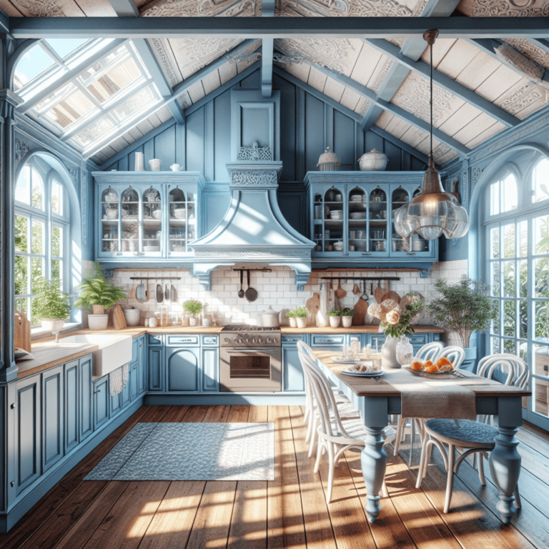 blaue Küche im Shabby Chic Stil-Potsdam