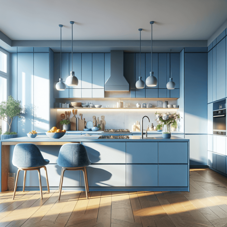 blaue Küche im skandinavischen Stil-Potsdam