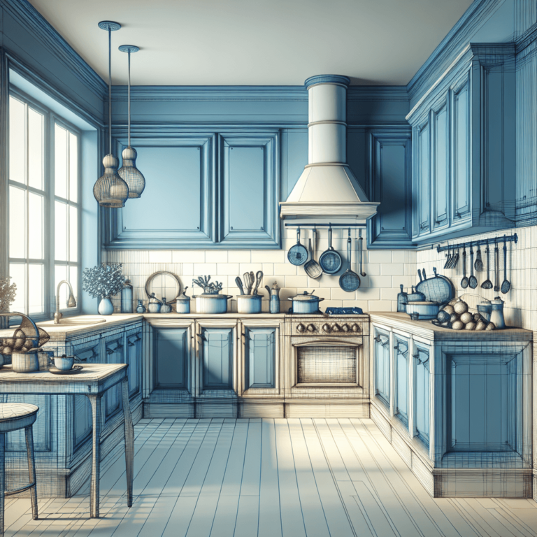 blaue Schwebende Küche-Potsdam