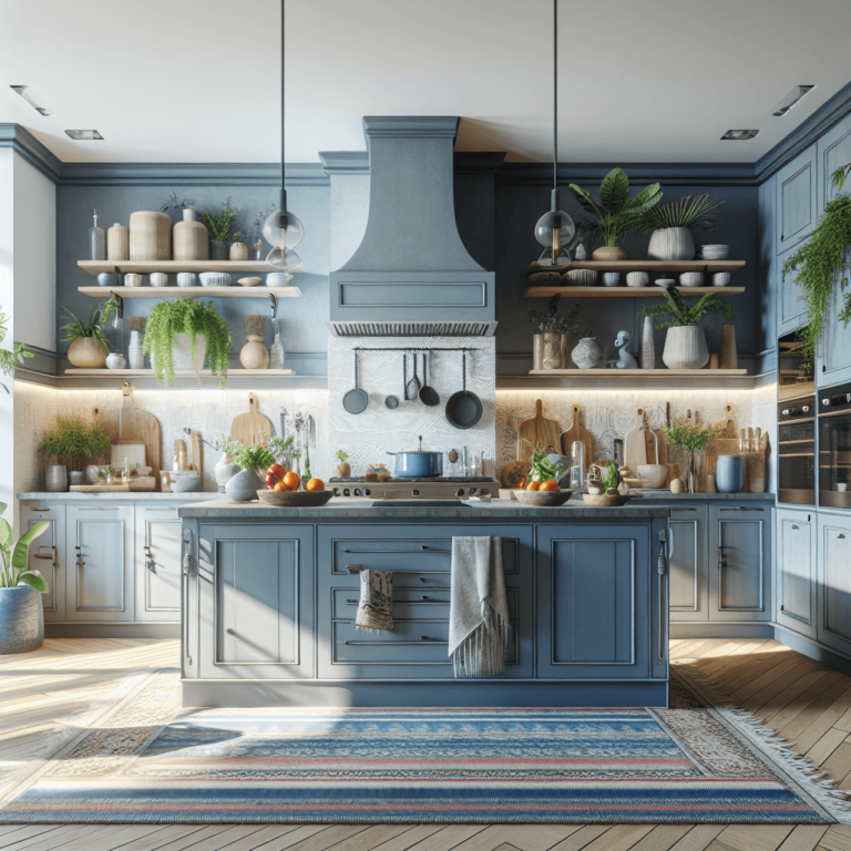 blaugraue Boho Style Küche-Potsdam