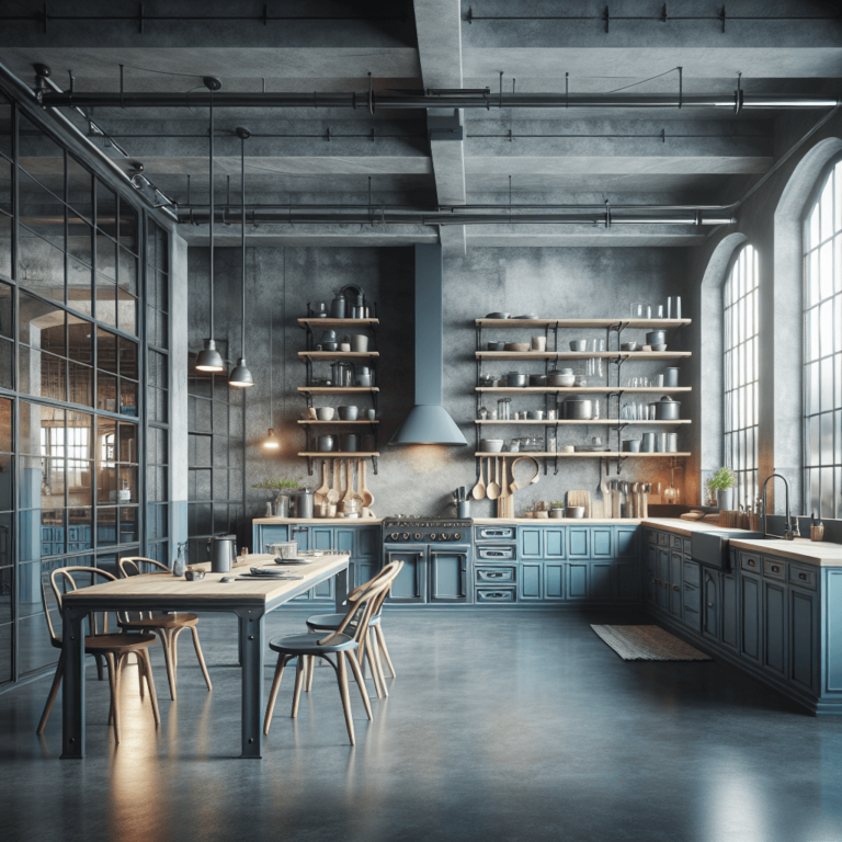 blaugraue Industrial Style Küche-Potsdam