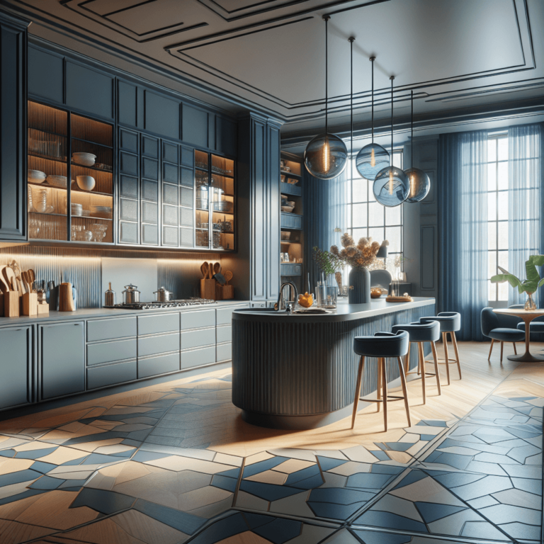 blaugraue Küche im Art-Deco-Stil-Potsdam