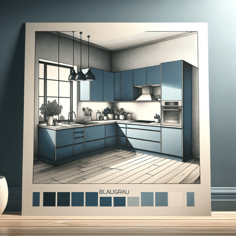 blaugraue Küche in U-Form-Potsdam
