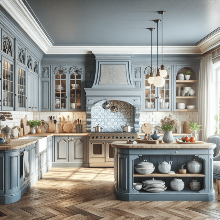 blaugraue Retro Küche-Potsdam