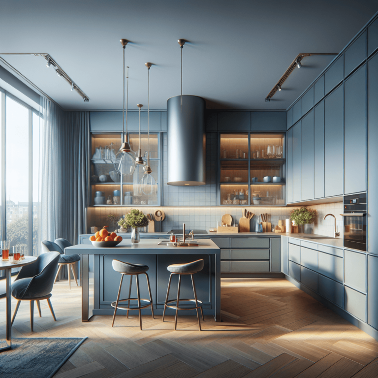 blaugraue Singleküche-Potsdam