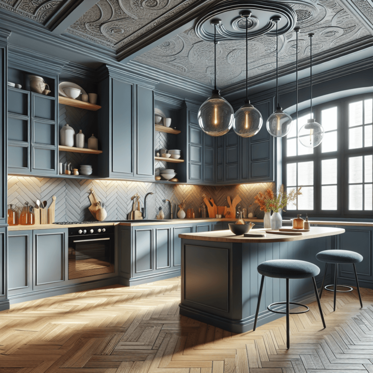 blaugraue Wohnküche-Potsdam