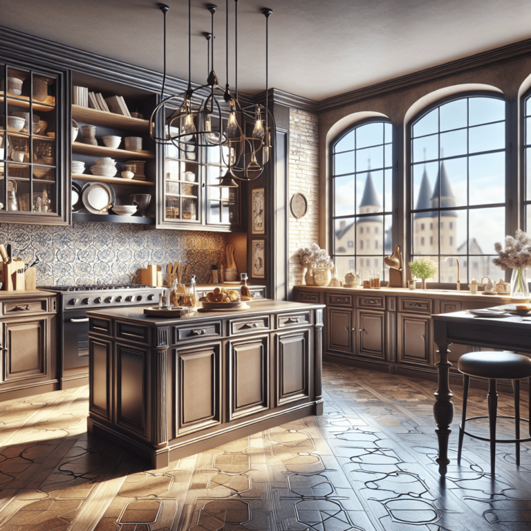 braune Küche im Shabby Chic Stil-Potsdam