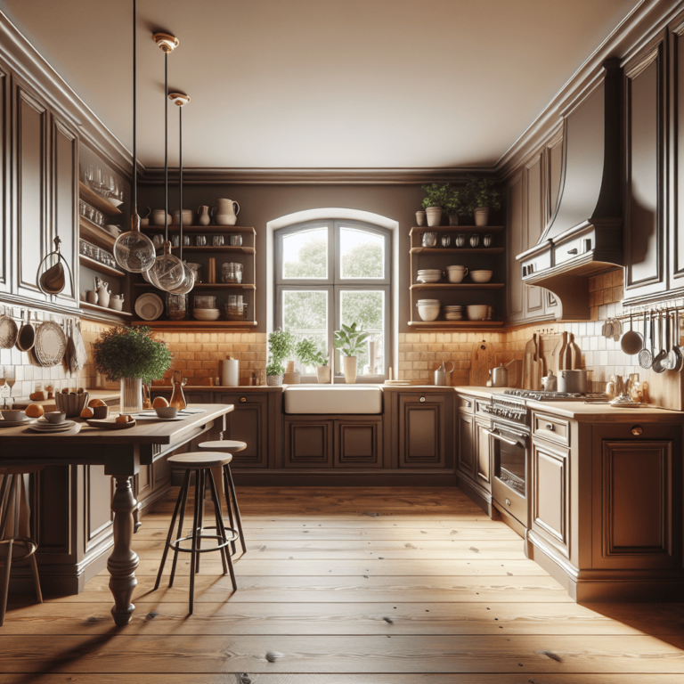 braune Küche im Vintage Chic Stil-Potsdam