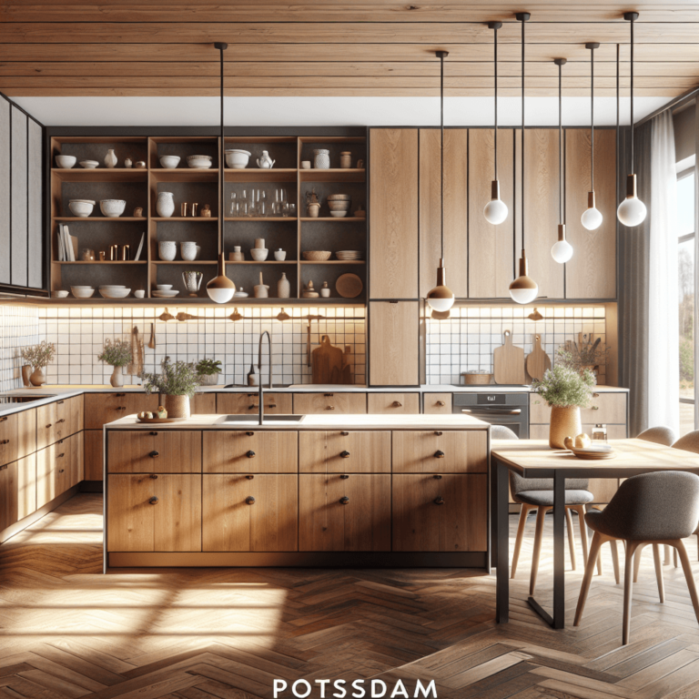 braune Küche im skandinavischen Stil-Potsdam