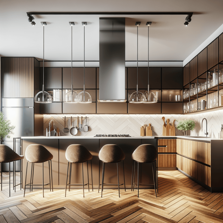 braune Küche mit Stahlakzenten-Potsdam