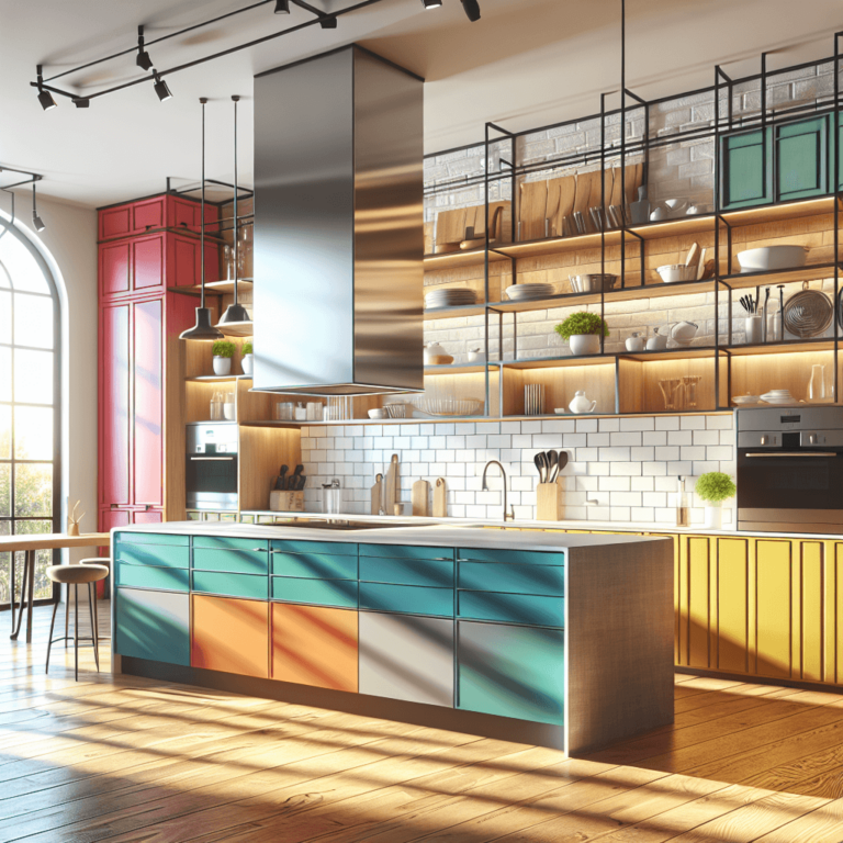 bunte Küche mit Stahlakzenten-Potsdam