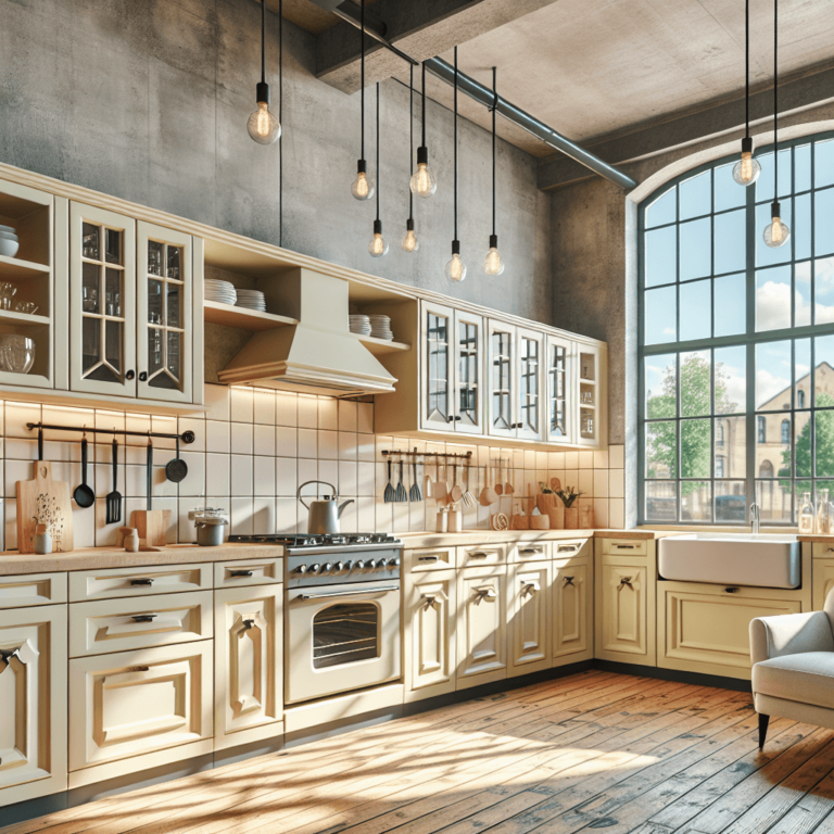 cremefarbene Industrial Style Küche-Potsdam