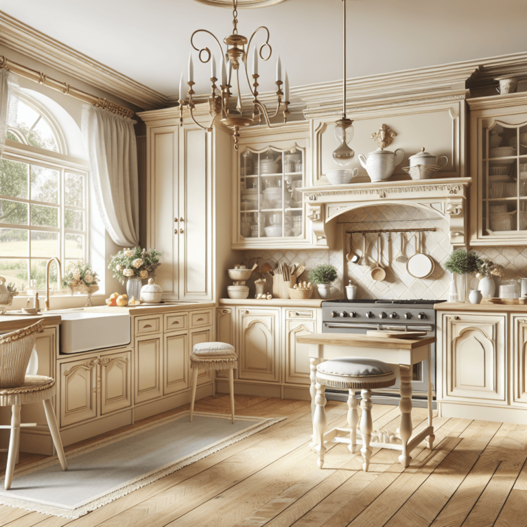cremefarbene Küche im Shabby Chic Stil-Potsdam