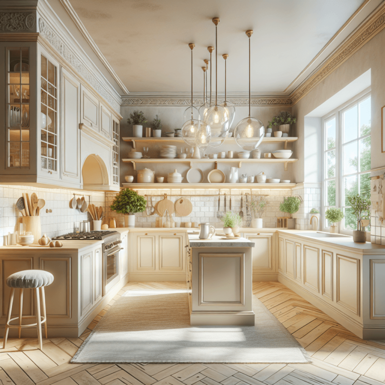 cremefarbene Küche im Vintage Chic Stil-Potsdam