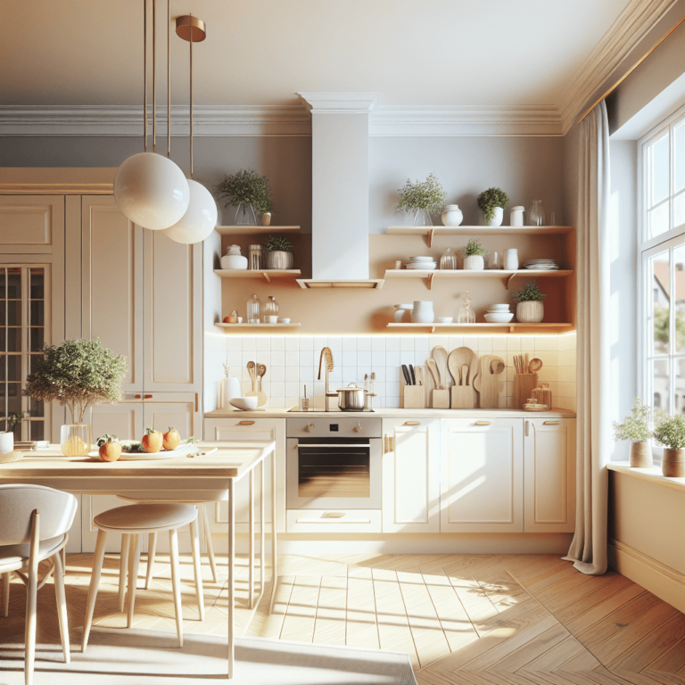 cremefarbene Küche im skandinavischen Stil-Potsdam