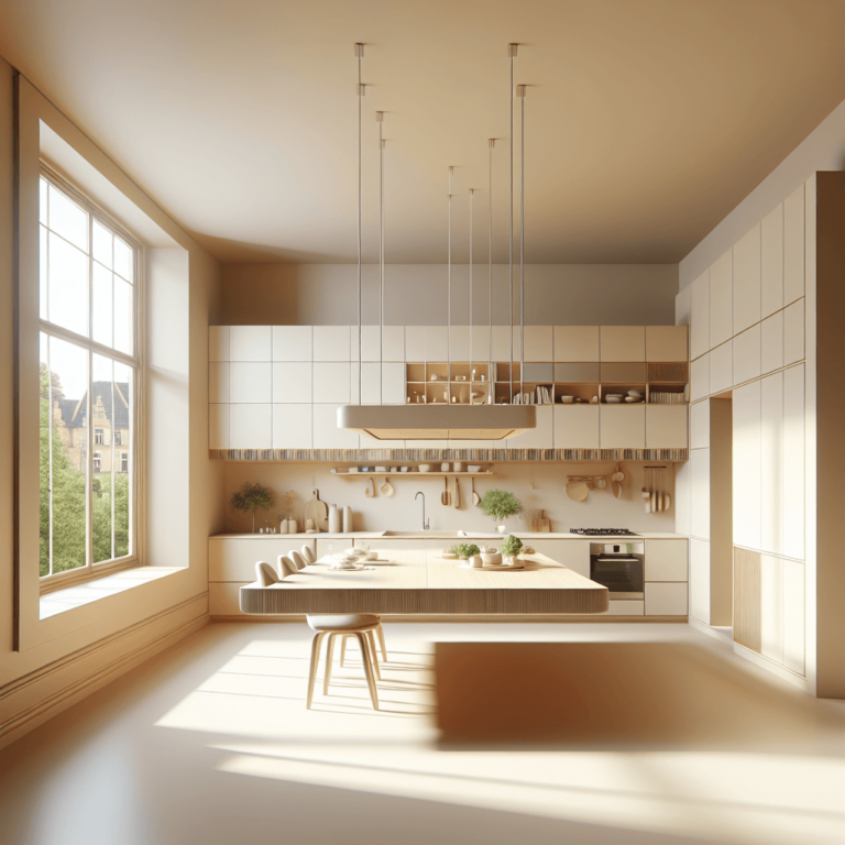 cremefarbene Schwebende Küche-Potsdam