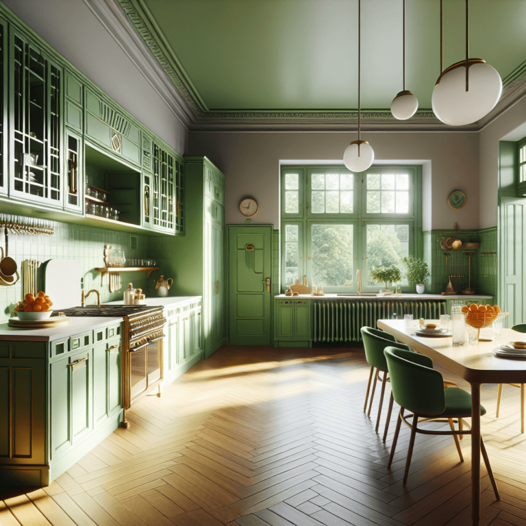 grüne Küche im Art-Deco-Stil-Potsdam