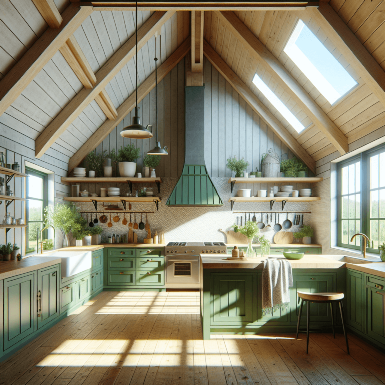 grüne Küche im Bauernhausstil-Potsdam