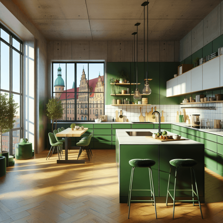 grüne Küche im Loftstil-Potsdam