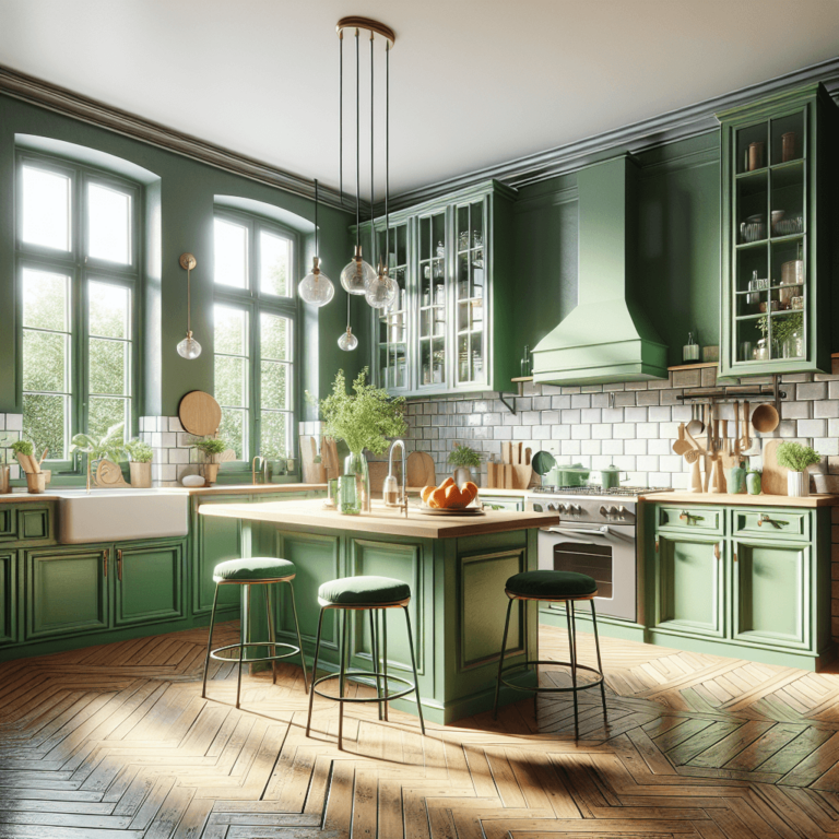 grüne Küche im Vintage Chic Stil-Potsdam