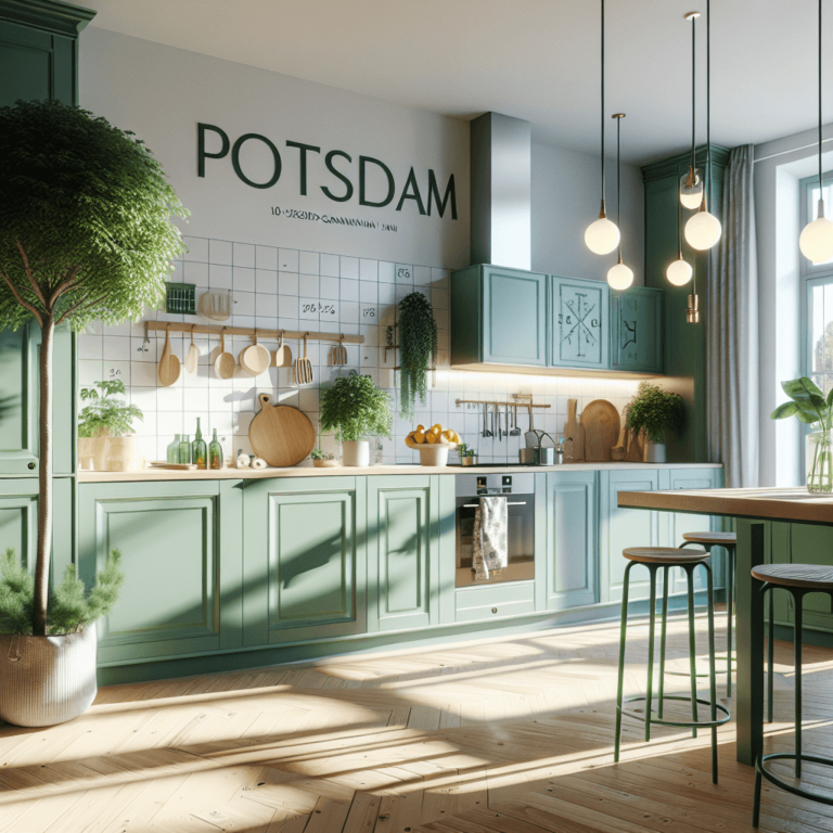 grüne Küche im skandinavischen Stil-Potsdam