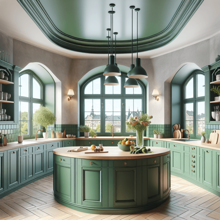 grüne Küche in U-Form-Potsdam