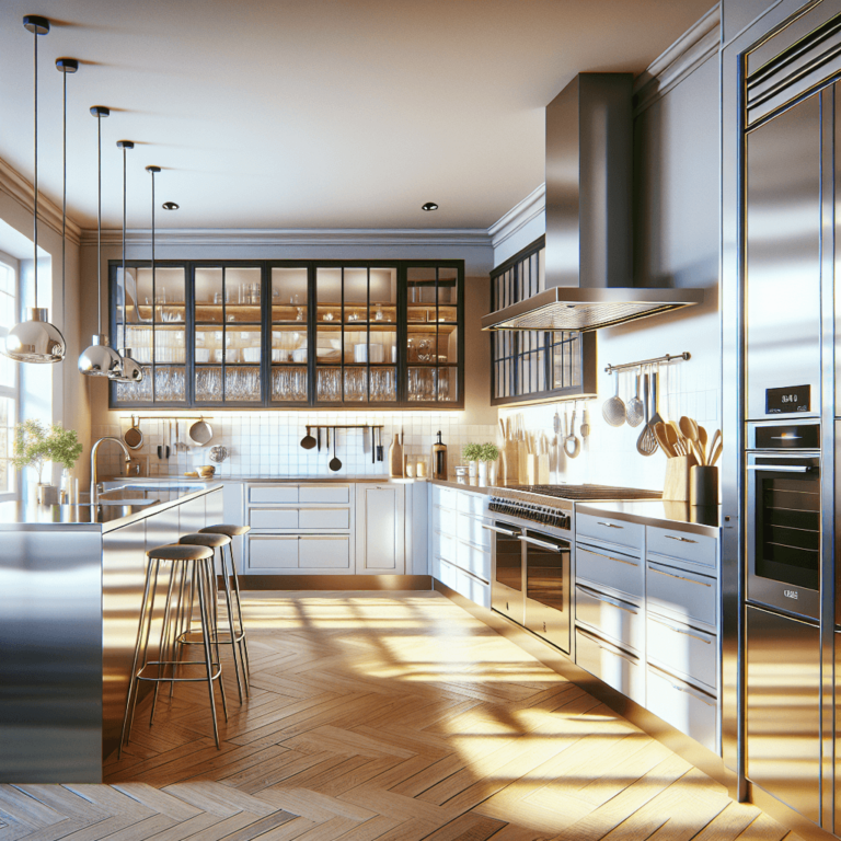 hochglanz Küche mit Stahlakzenten-Potsdam