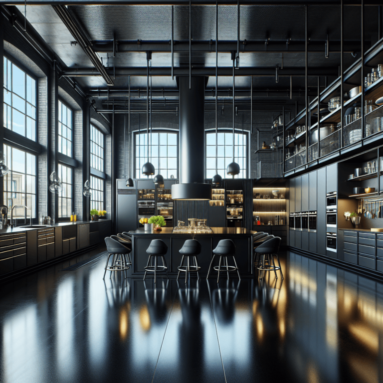 schwarze Industrielle Küche-Potsdam