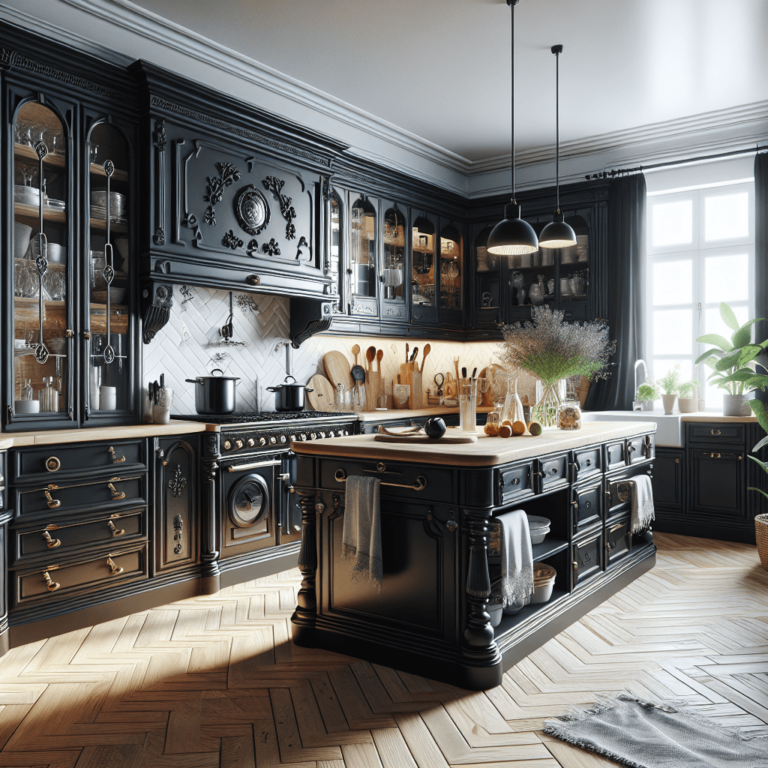 schwarze Küche im Shabby Chic Stil-Potsdam