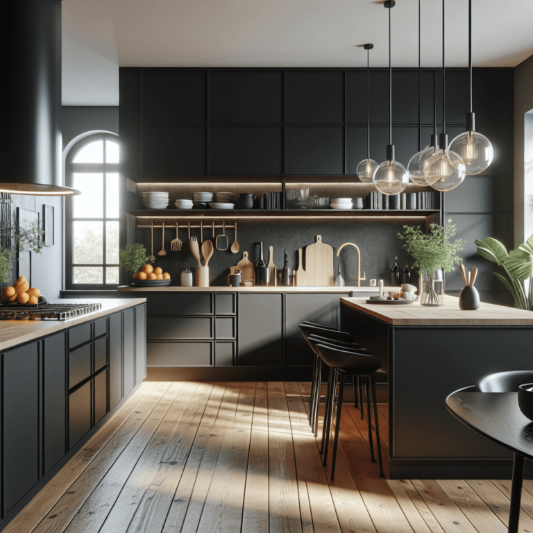 schwarze Küche im skandinavischen Stil-Potsdam