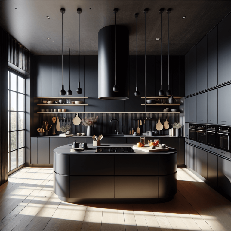 schwarze Küche in U-Form-Potsdam