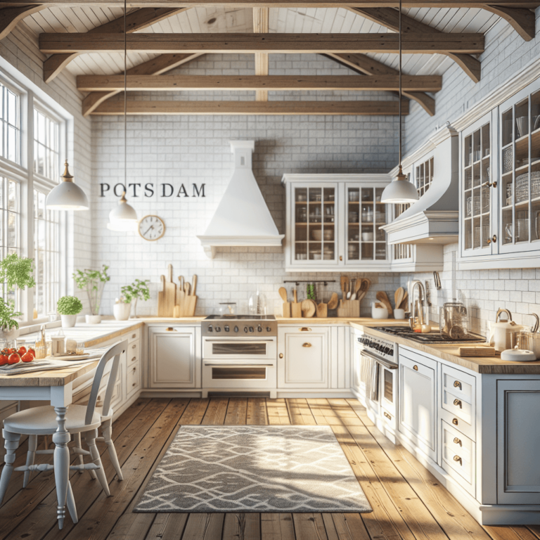 weiße Küche im Bauernhausstil-Potsdam