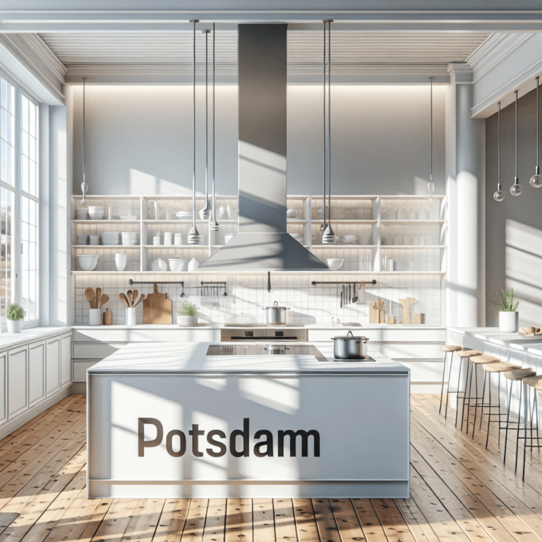 weiße Küche mit Stahlakzenten-Potsdam